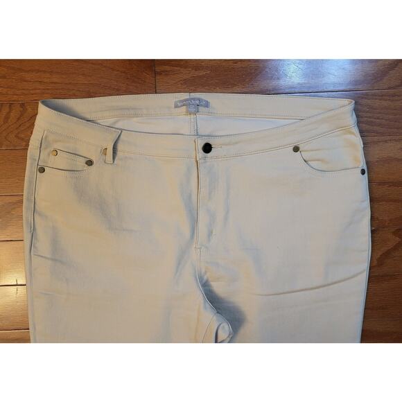 Woman Within Plus Size 18W Tall Khaki Beige Straight Leg Jeans Pants - Picture 3 of 14